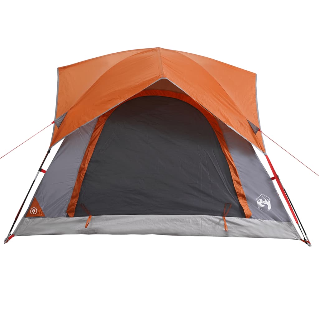 Camping Tent Cabin 4-Person Grey and Orange Waterproof