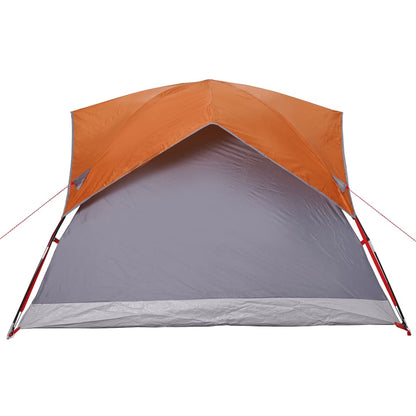 Camping Tent Cabin 4-Person Grey and Orange Waterproof