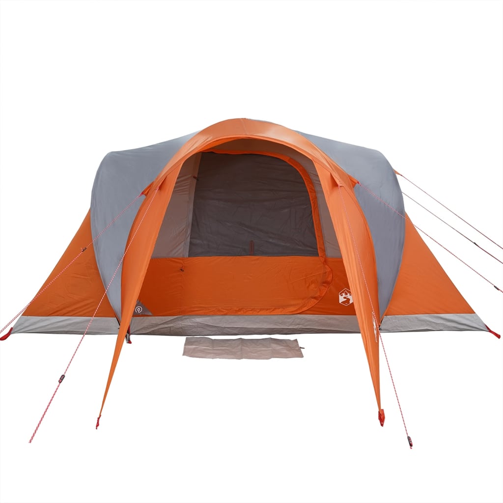 Family Tent Dome 6-Person Grey and Orange Waterproof