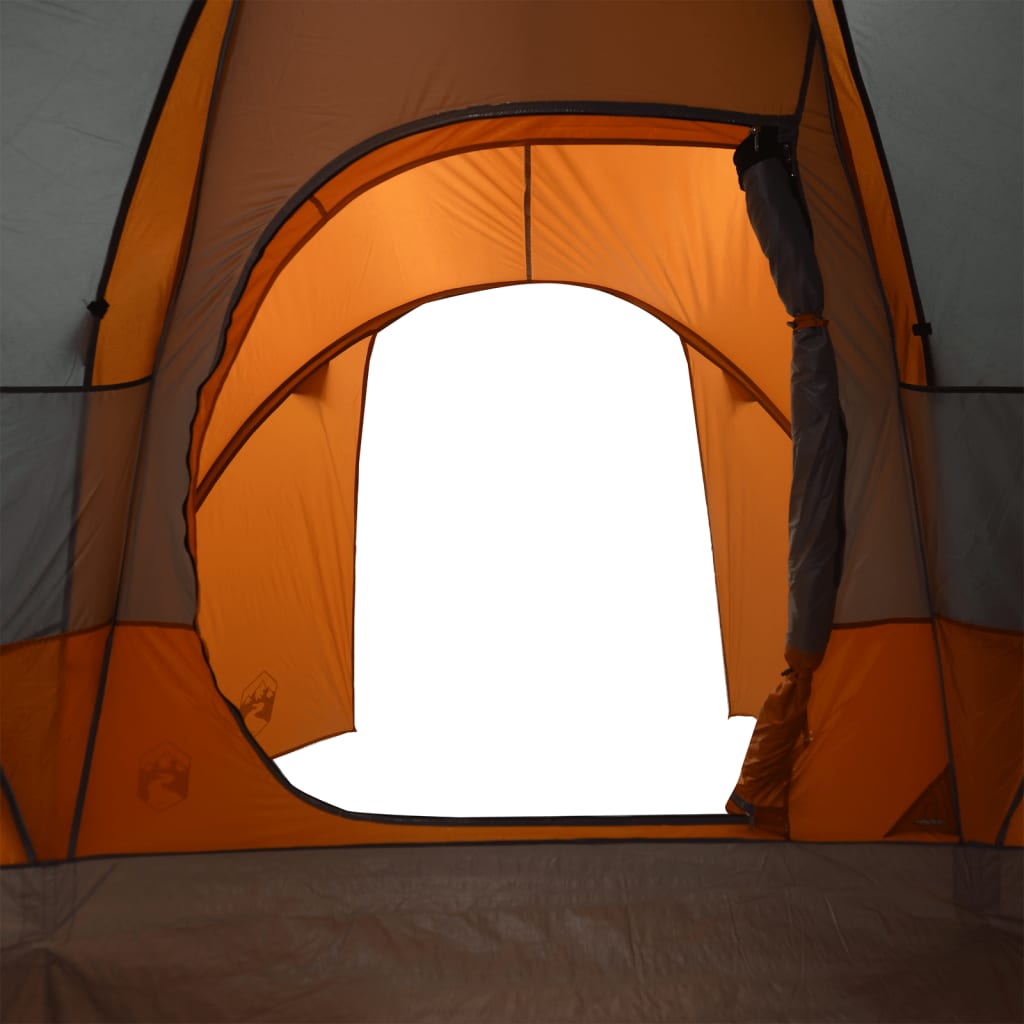 Family Tent Dome 6-Person Grey and Orange Waterproof