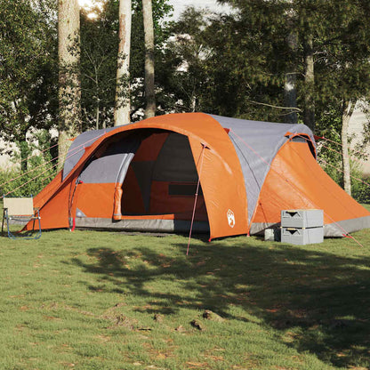 Family Tent Dome 6-Person Grey and Orange Waterproof