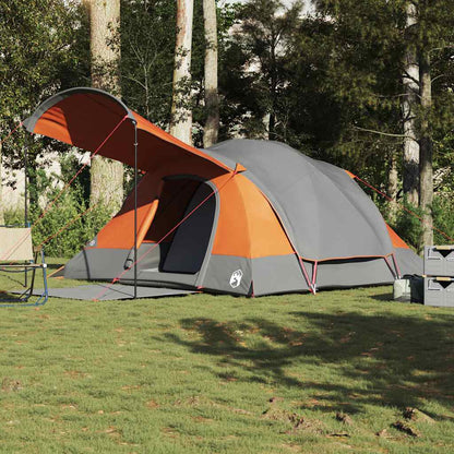 Family Tent Tunnel 8-Person Grey and Orange Waterproof