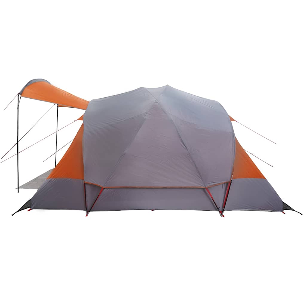 Family Tent Tunnel 8-Person Grey and Orange Waterproof