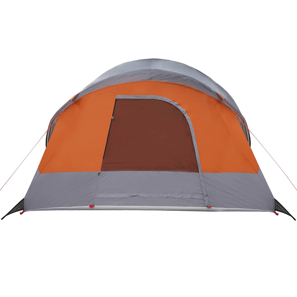 Family Tent Tunnel 8-Person Grey and Orange Waterproof