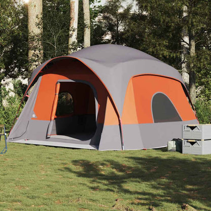 Family Tent Cabin 6-Person Grey and Orange Waterproof