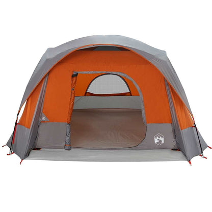 Family Tent Cabin 6-Person Grey and Orange Waterproof