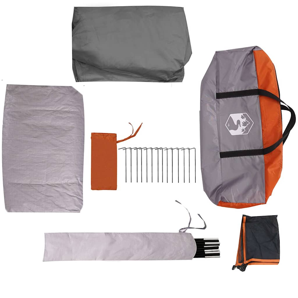 Family Tent Cabin 6-Person Grey and Orange Waterproof