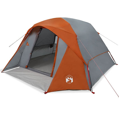 Camping Tent Cabin 4-Person Grey and Orange Waterproof