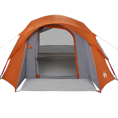 Camping Tent Cabin 4-Person Grey and Orange Waterproof