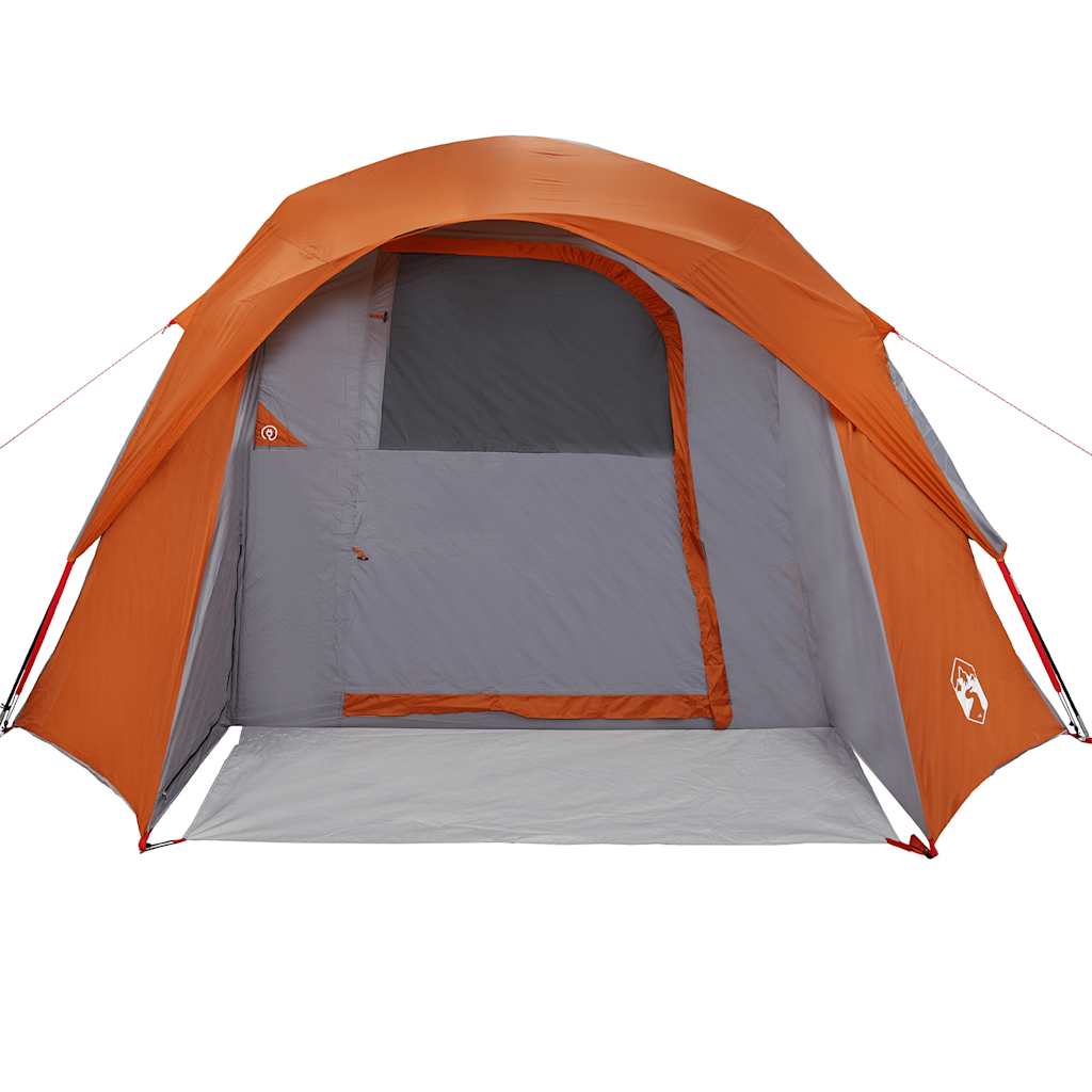 Camping Tent Cabin 4-Person Grey and Orange Waterproof