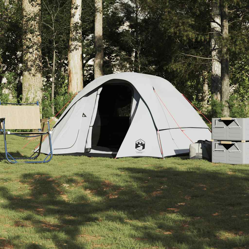 Camping Tent Cabin 4-Person White Blackout Fabric Waterproof