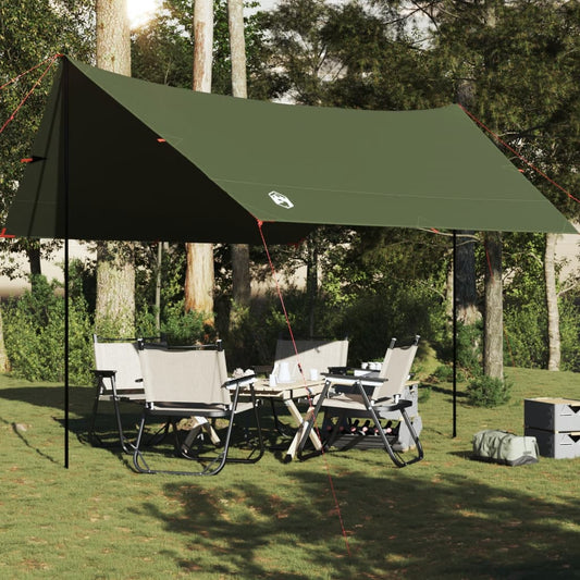 Camping Tarp Olive Green 462x306x211 cm Waterproof