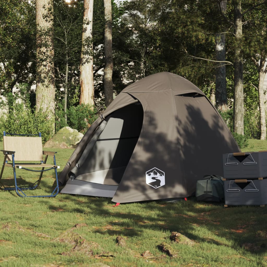 Camping Tent Dome 2-Person Brown Waterproof