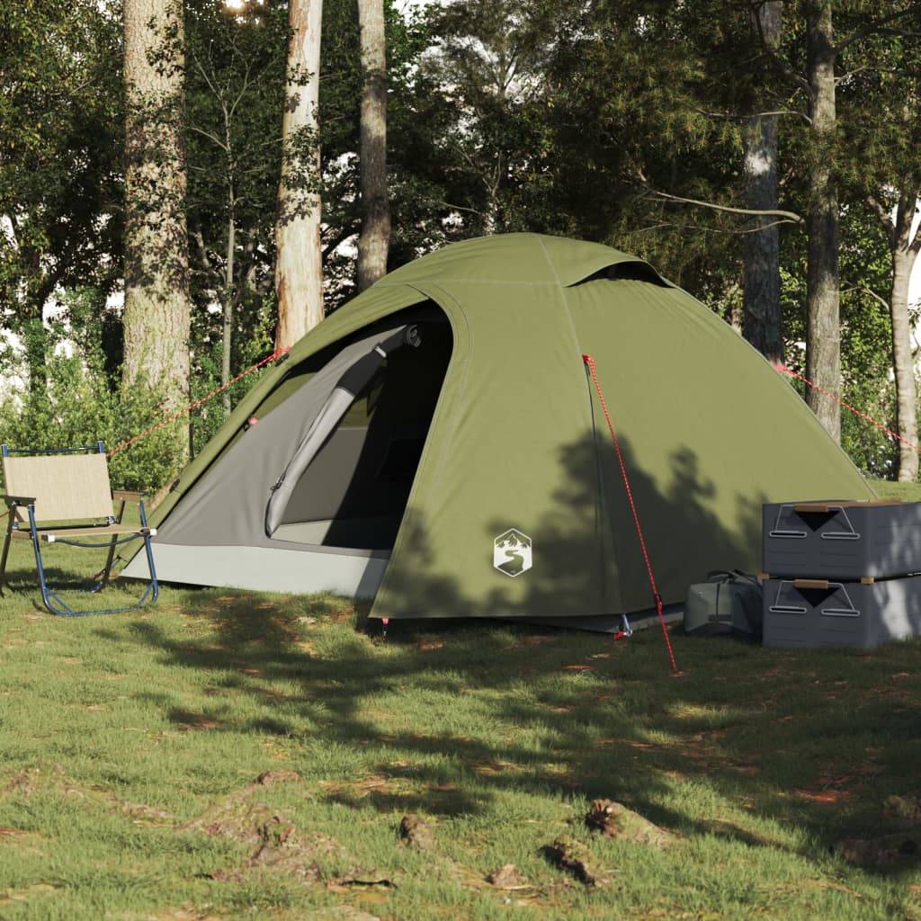 Camping Tent Dome 3-Person Olive Green Waterproof