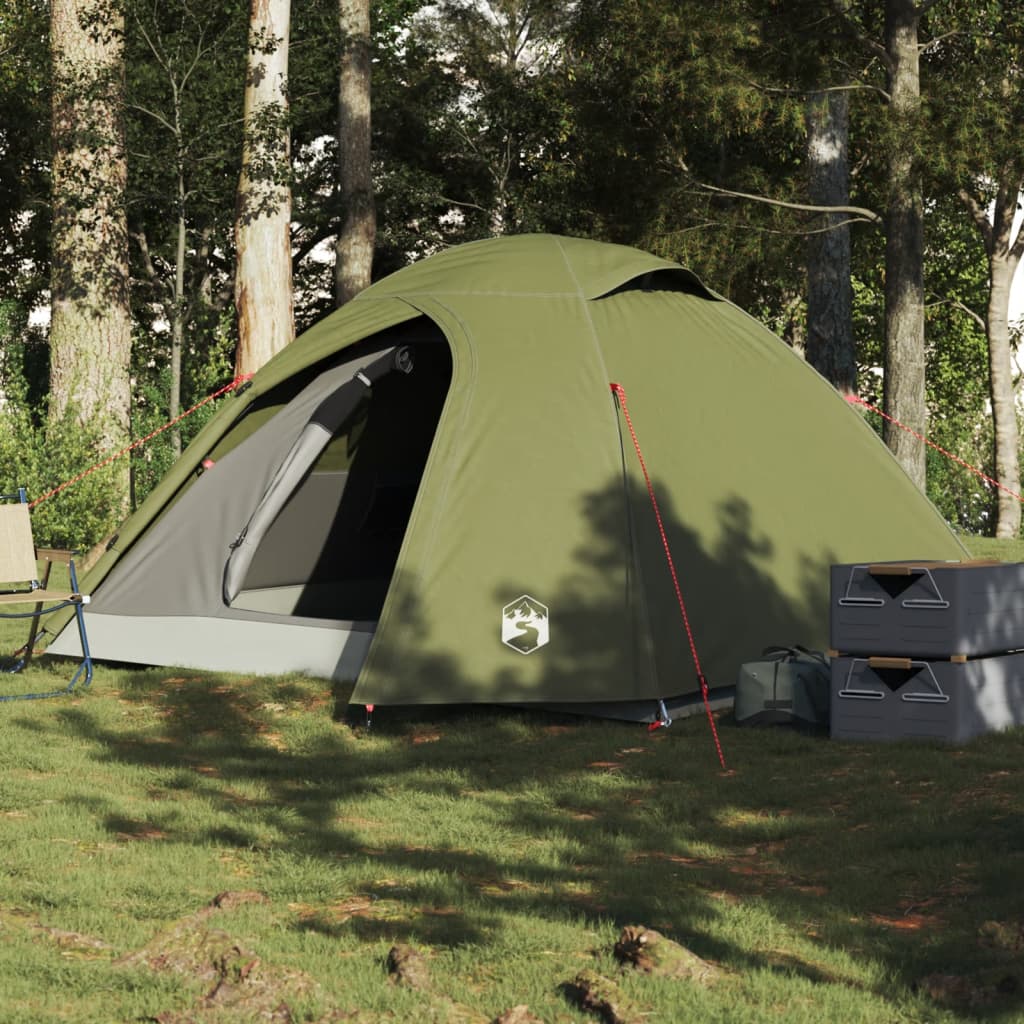 Camping Tent Dome 3-Person Olive Green Waterproof