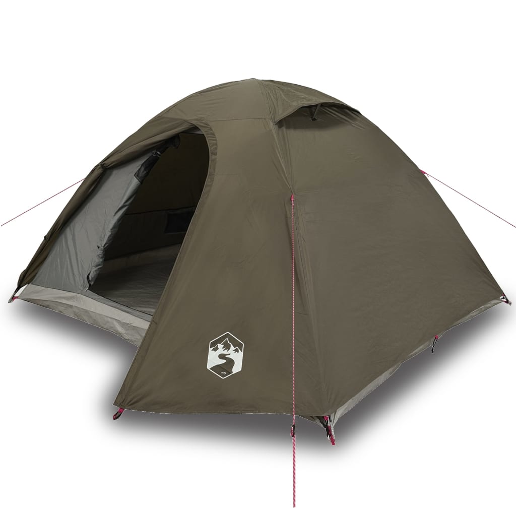 Camping Tent Dome 3-Person Brown Waterproof