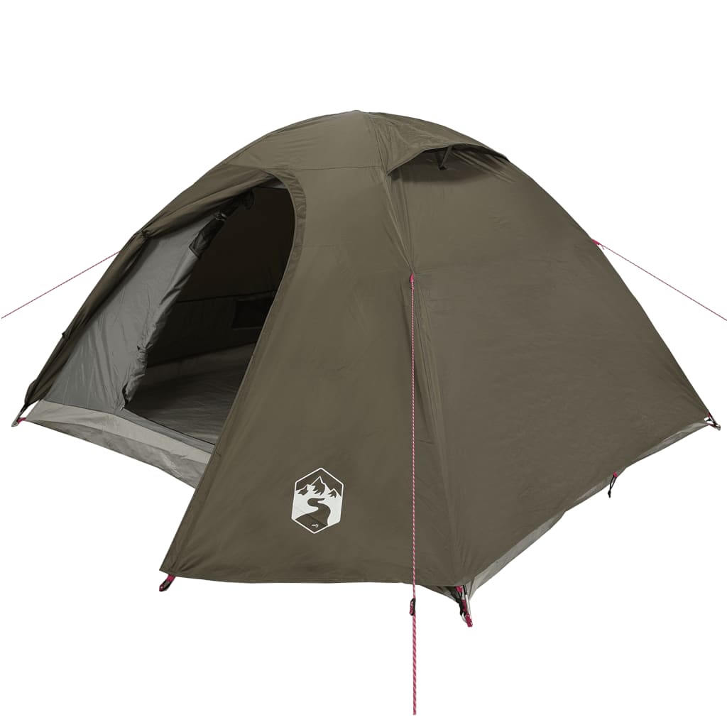 Camping Tent Dome 3-Person Brown Waterproof