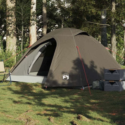 Camping Tent Dome 4-Person Brown Waterproof