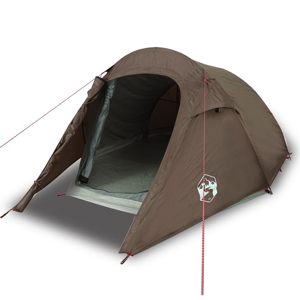 Camping Tent Tunnel 2-Person Brown Waterproof