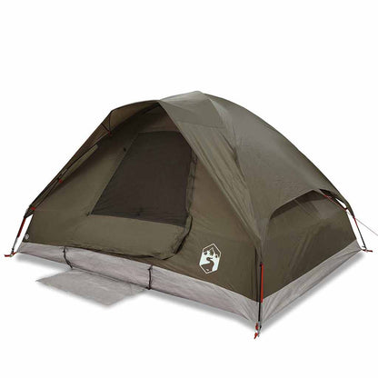 Camping Tent Dome 4-Person Brown Waterproof