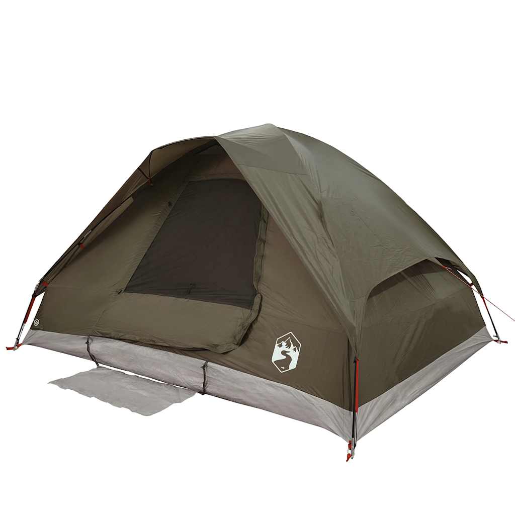 Camping Tent Dome 4-Person Brown Waterproof