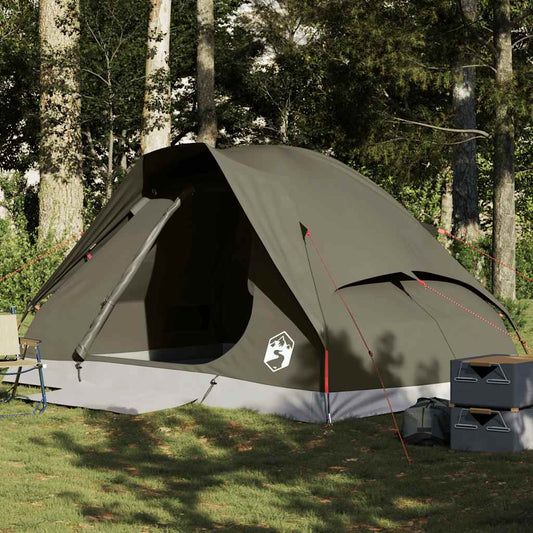 Camping Tent Dome 4-Person Brown Waterproof