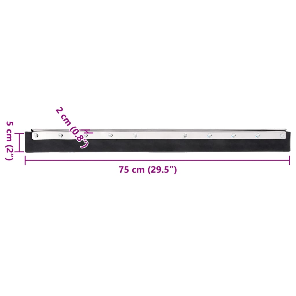 Floor Squeegee Head 75x2x5 cm Steel and Rubber