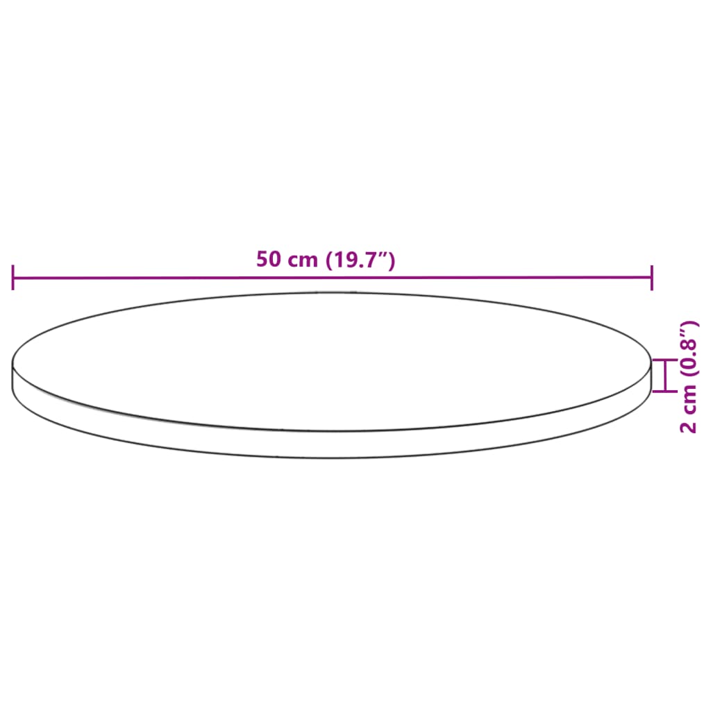 Table Top Round Ø50x2 cm Solid Wood Acacia