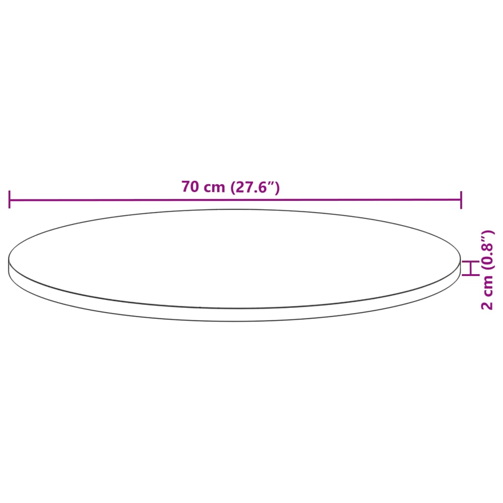 Table Top Round Ø70x2 cm Solid Wood Acacia