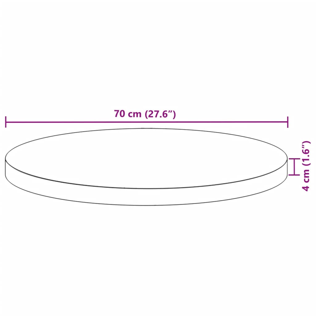 Table Top Round Ø70x4 cm Solid Wood Acacia