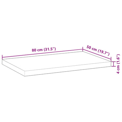 Table Top Rectangular 80x50x4 cm Solid Wood Acacia