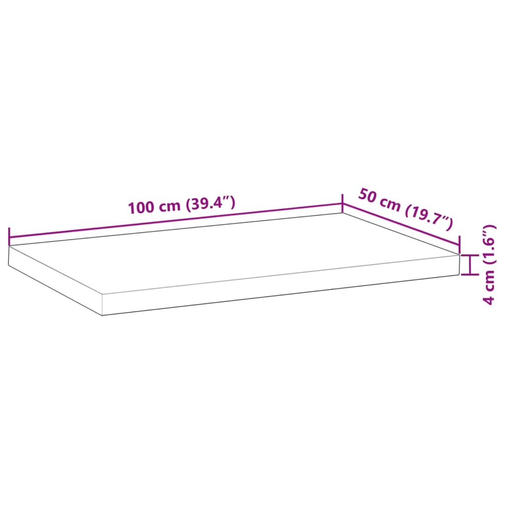 Table Top Rectangular 100x50x4 cm Solid Wood Acacia