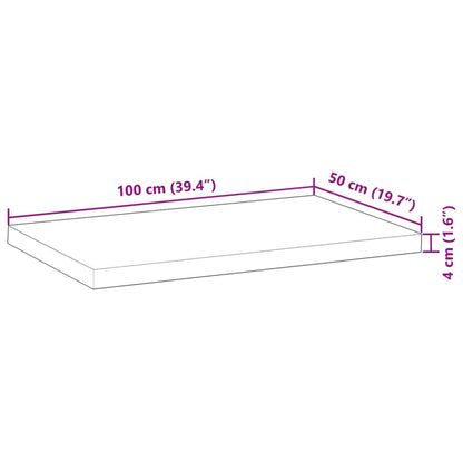 Table Top Rectangular 100x50x4 cm Solid Wood Acacia