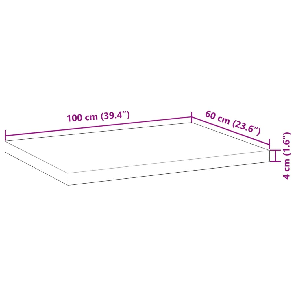 Table Top Rectangular 100x60x4 cm Solid Wood Acacia