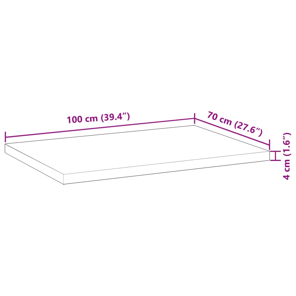 Table Top Rectangular 100x70x4 cm Solid Wood Acacia