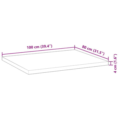 Table Top Rectangular 100x80x4 cm Solid Wood Acacia