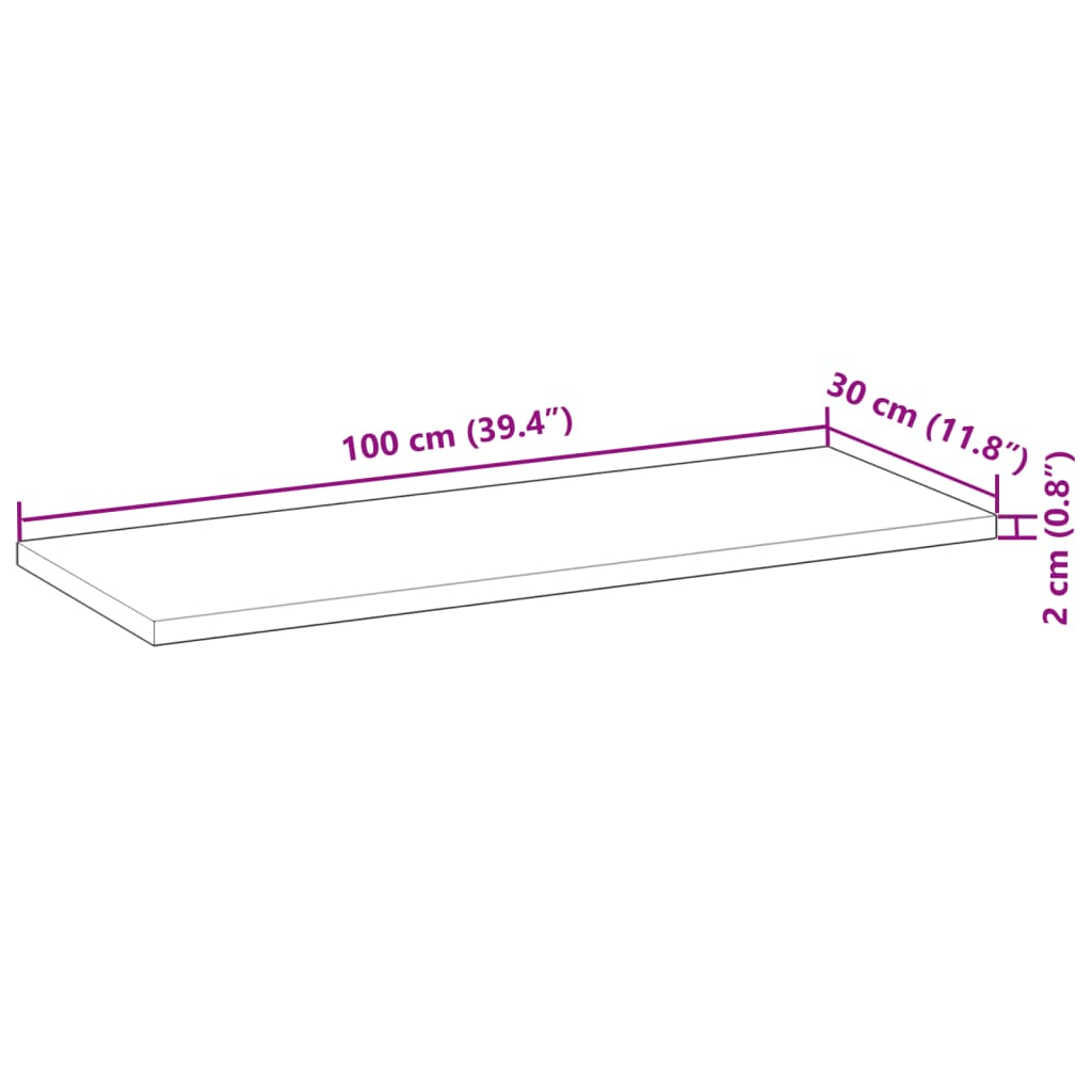 Table Top Rectangular 100x30x2 cm Solid Wood Acacia