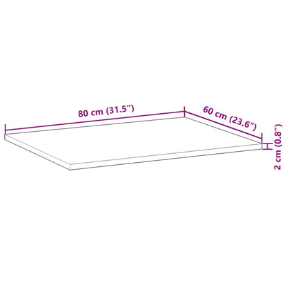 Table Top Rectangular 80x60x2 cm Solid Wood Acacia