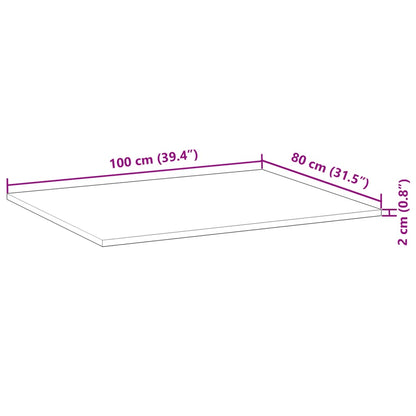 Table Top Rectangular 100x80x2 cm Solid Wood Acacia