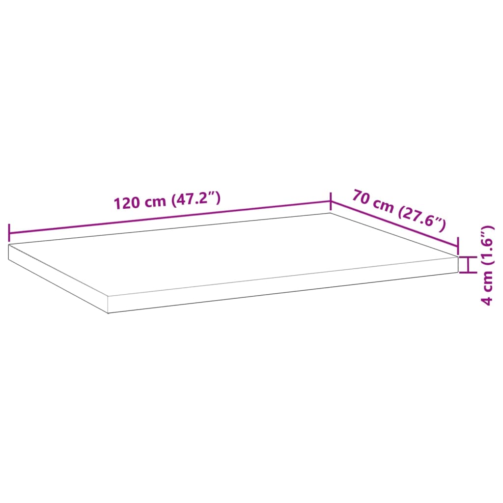 Table Top Rectangular 120x70x4 cm Solid Wood Acacia