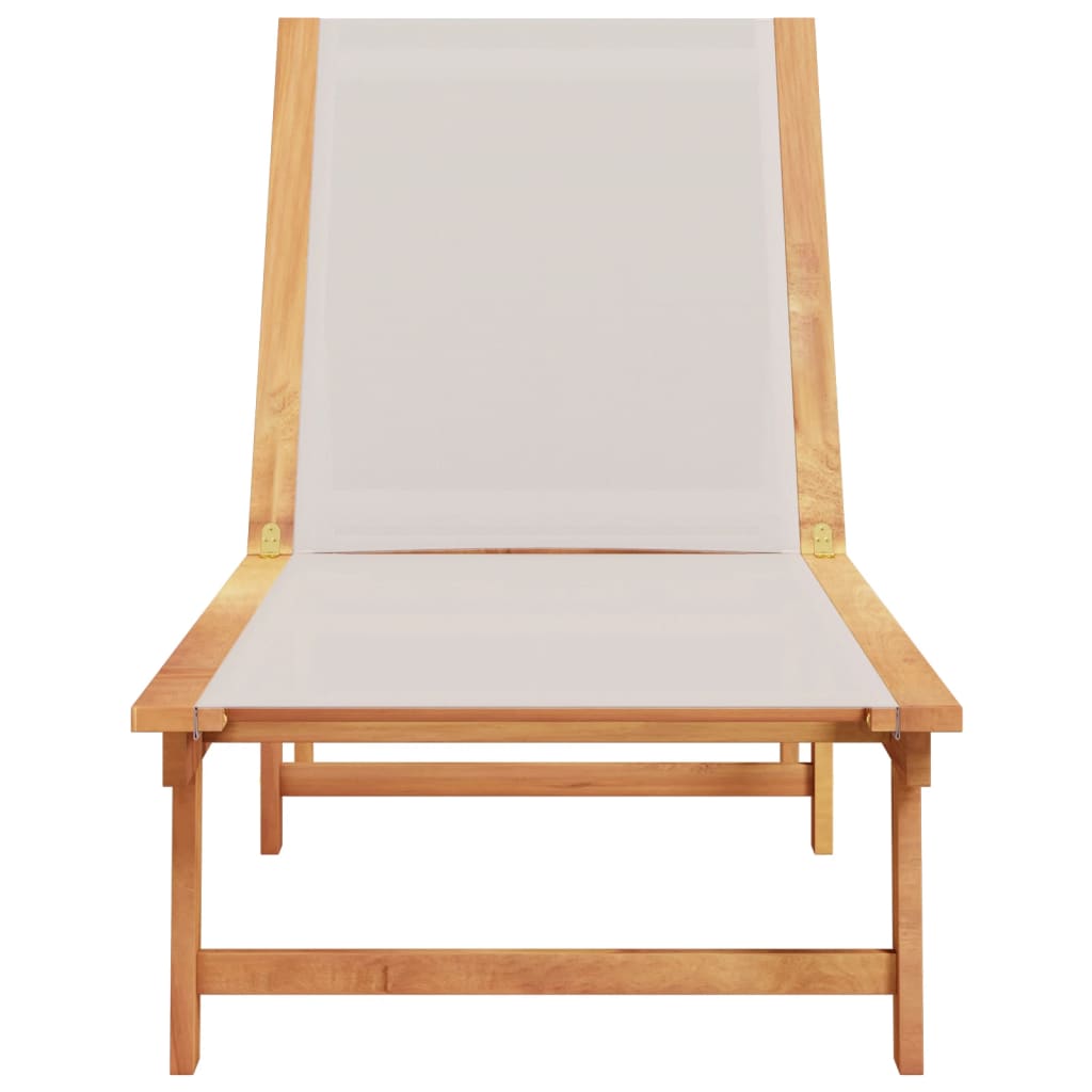 Sun Lounger Grey Solid Wood Acacia and Textilene