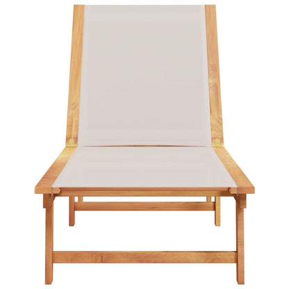 Sun Lounger Grey Solid Wood Acacia and Textilene