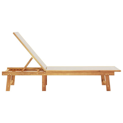 Sun Lounger Grey Solid Wood Acacia and Textilene