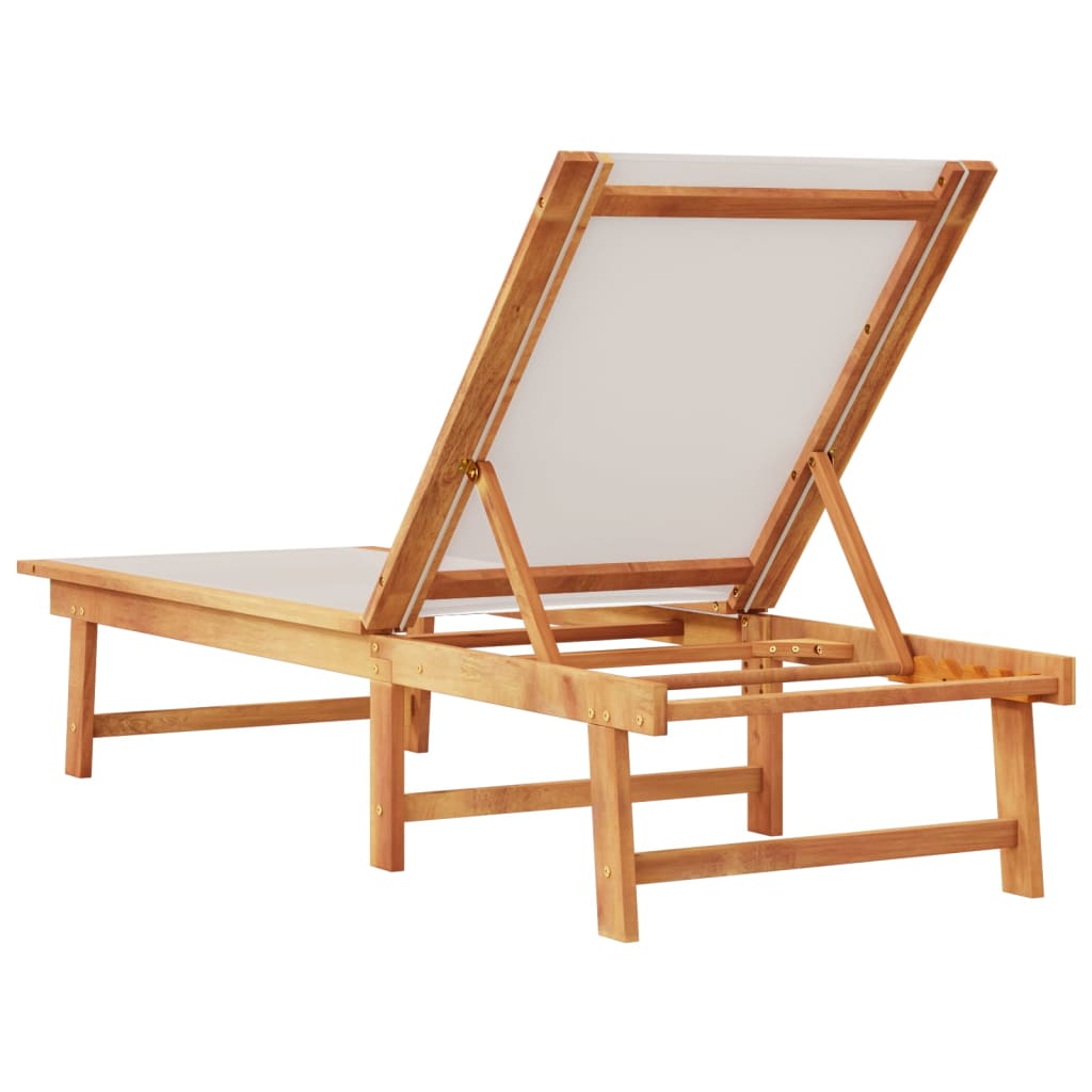 Sun Lounger Grey Solid Wood Acacia and Textilene