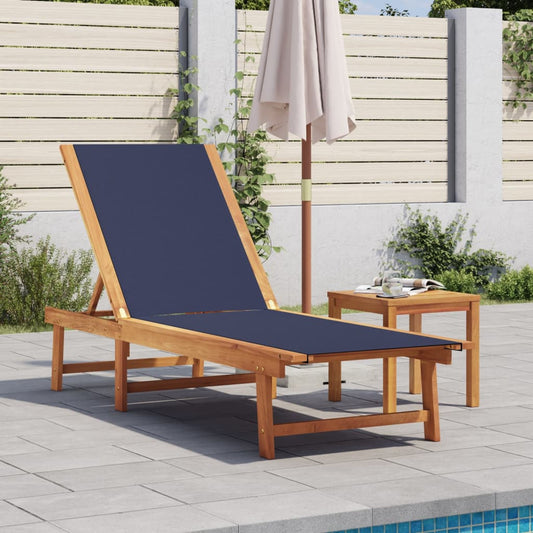 Sun Lounger Blue Solid Wood Acacia and Textilene