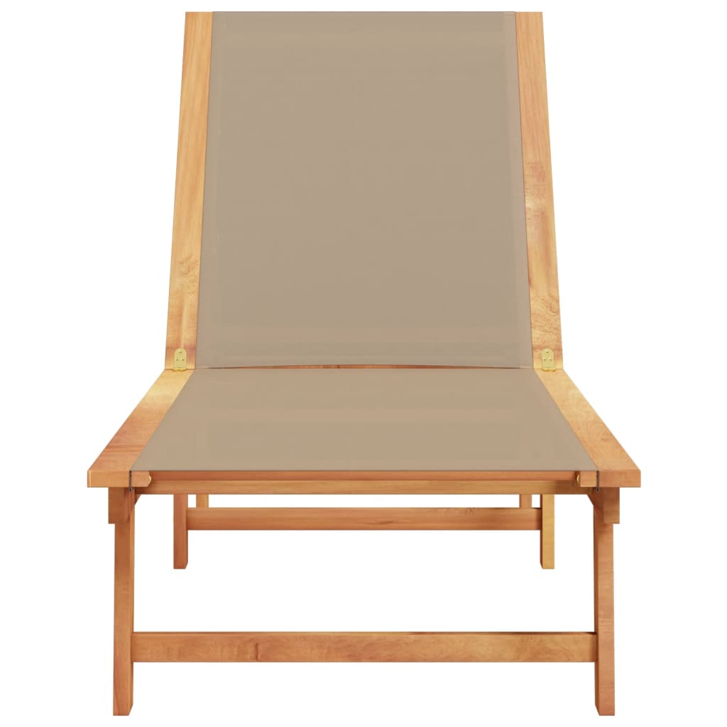 Sun Lounger Taupe Solid Wood Acacia and Textilene