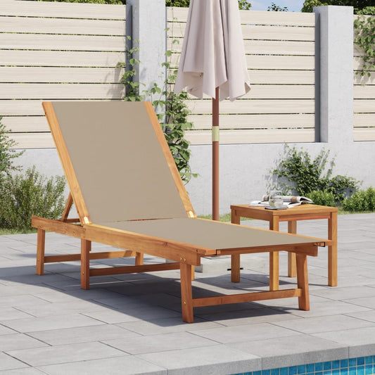 Sun Lounger Taupe Solid Wood Acacia and Textilene