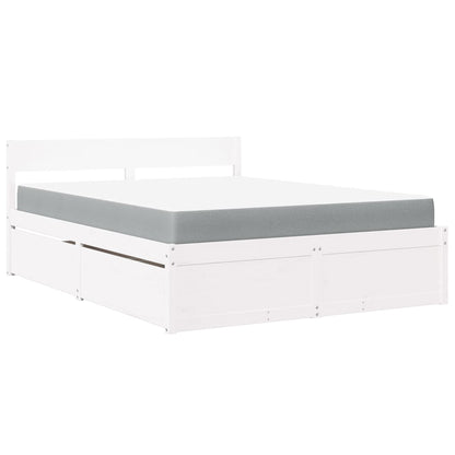 Bed with Drawers and Mattress White 160x200 cm Solid Wood Pine