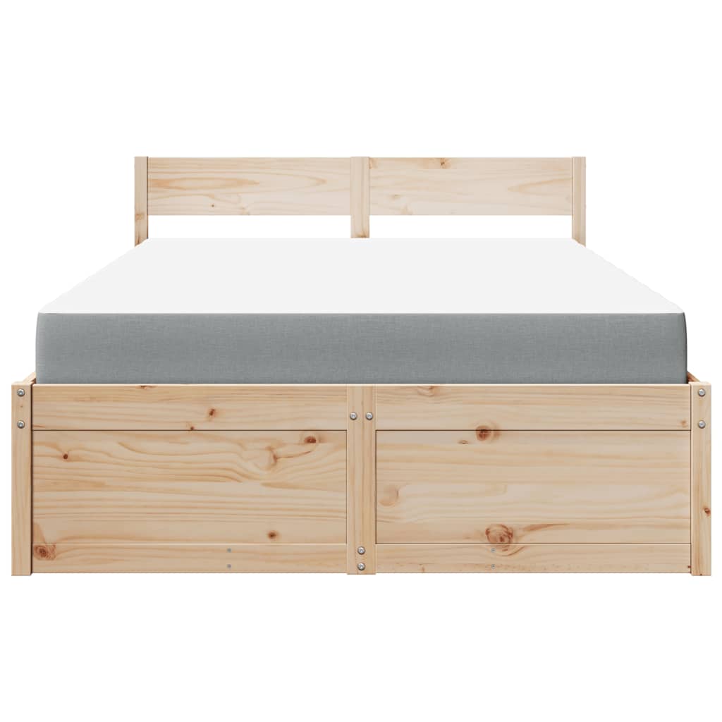 Bed with Drawers and Mattress 120x190 cm Small Double Solid Wood Pine