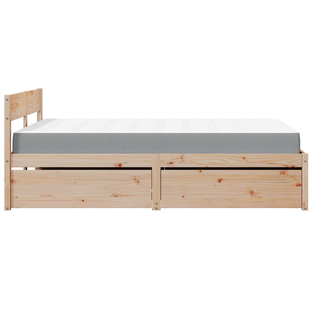 Bed with Drawers and Mattress 120x190 cm Small Double Solid Wood Pine